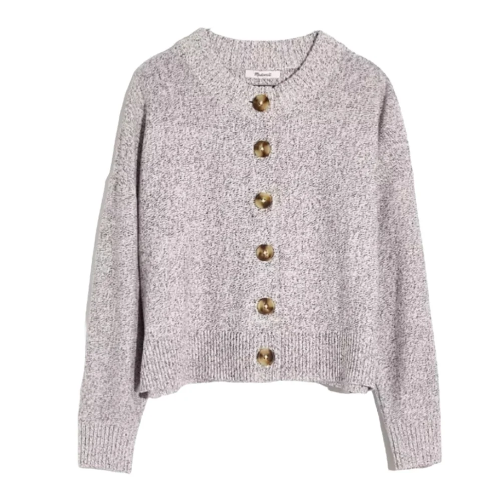 Madewell Broadway Cardigan Button Front Long Sleeve Gray Sweater NWT - Picture 2 of 7